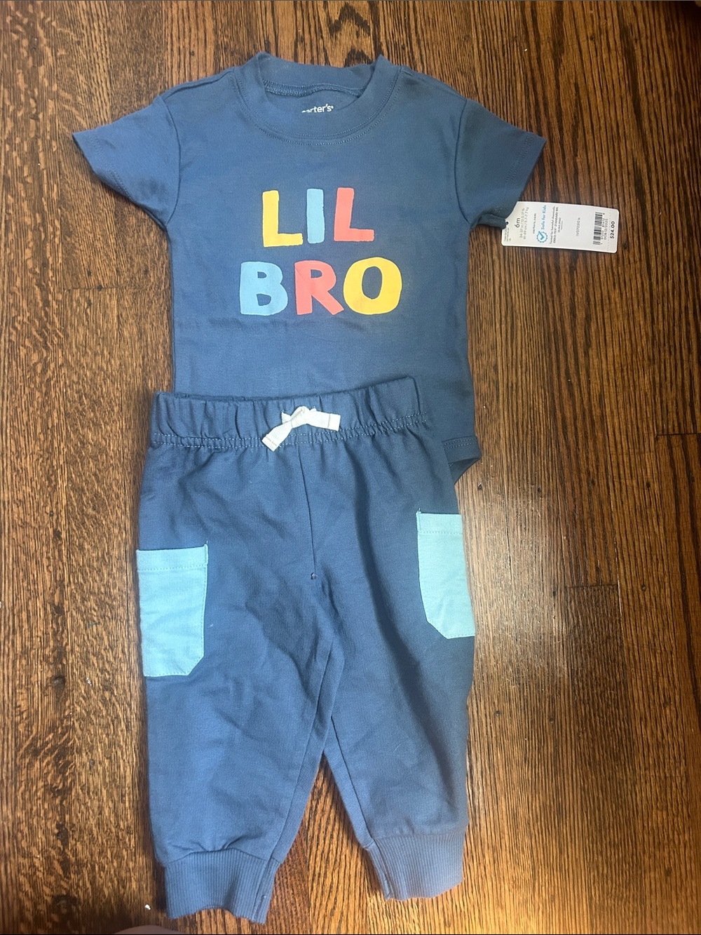 Carter's Navy 'LIL BRO' Short-Sleeve Bodysuit & Jogger Set